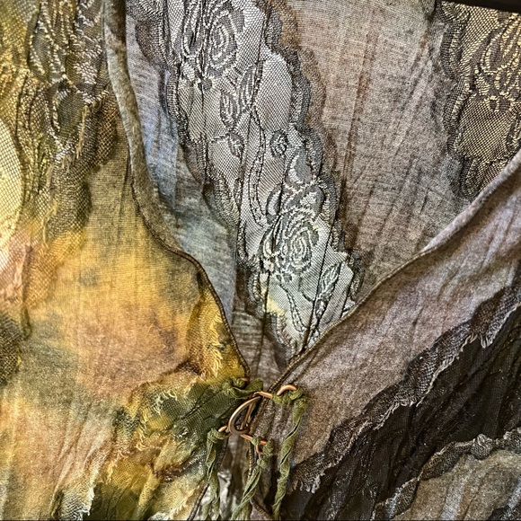 Giselle Shepatin handmade vest, semi-sheer, burnout floral theme/ lagenlook, M - Picture 15 of 15